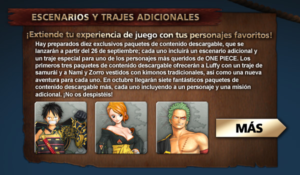 One Piece Pirate Warriors - Escenarios y trajes adicionales